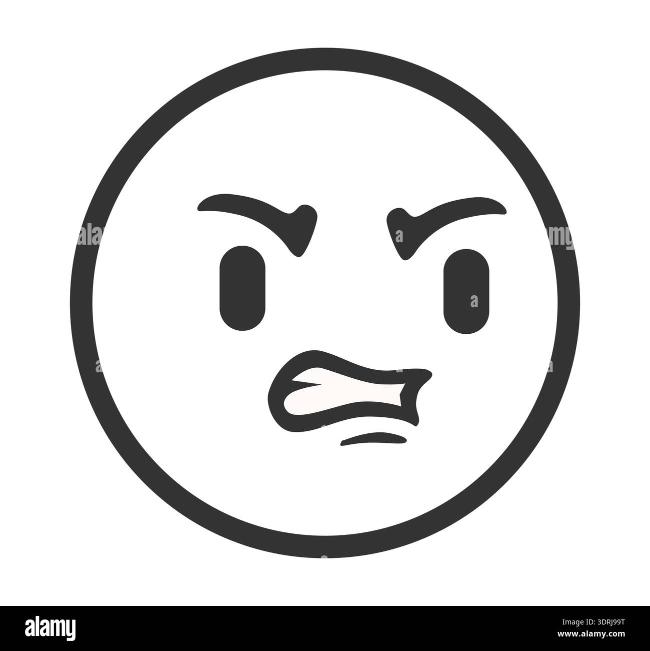 Angry face icon: simple black and white design Stock Vector