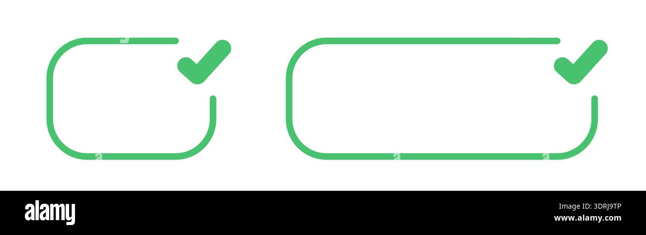 Green check mark inside rounded rectangle design Stock Vector