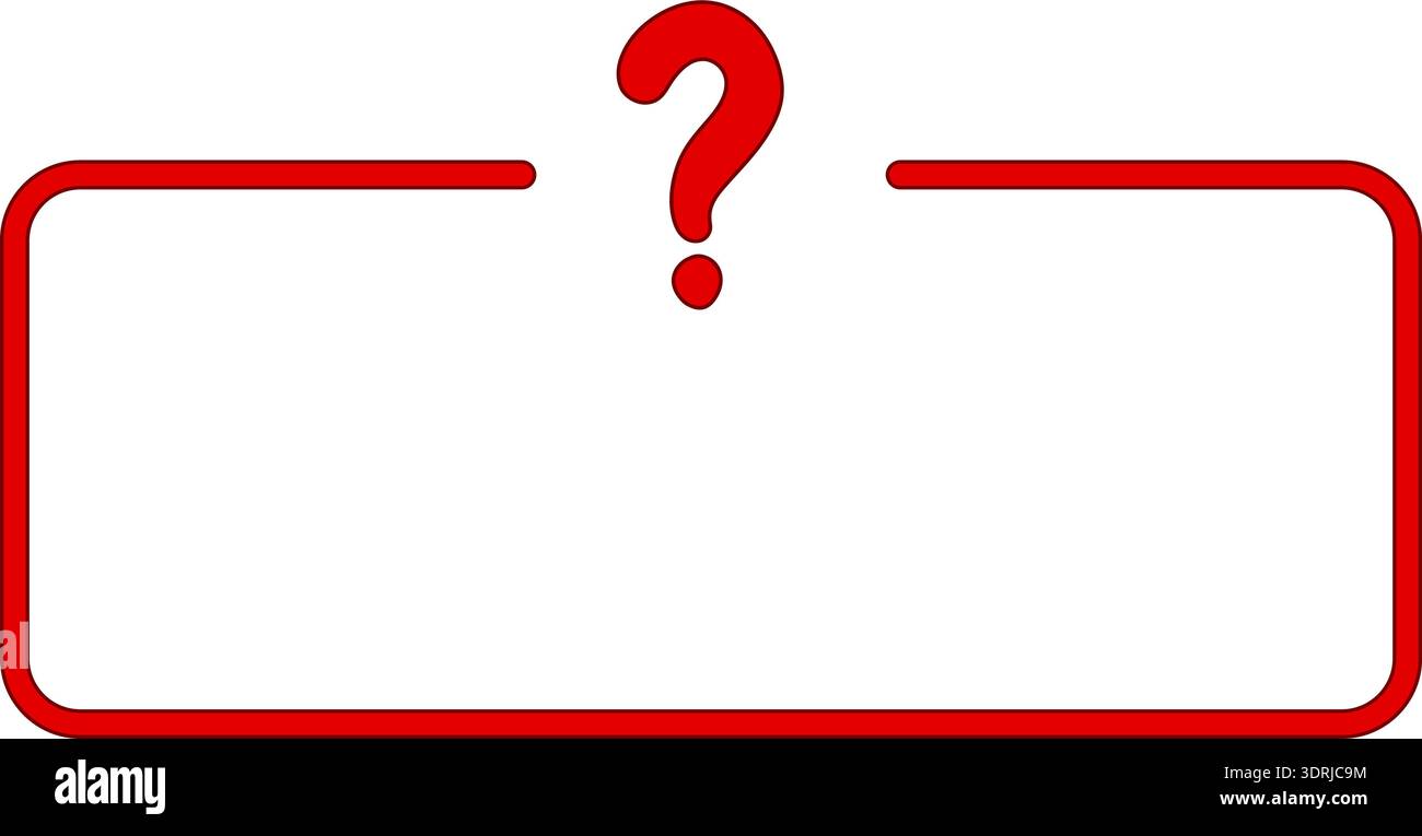 Red question mark inside rectangular frame Stock Vector