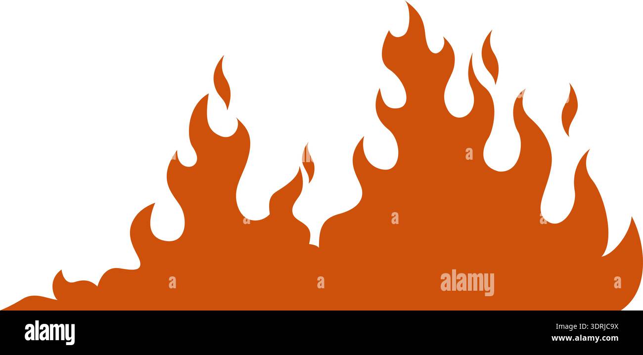 Bright orange flames on clean white background Stock Vector