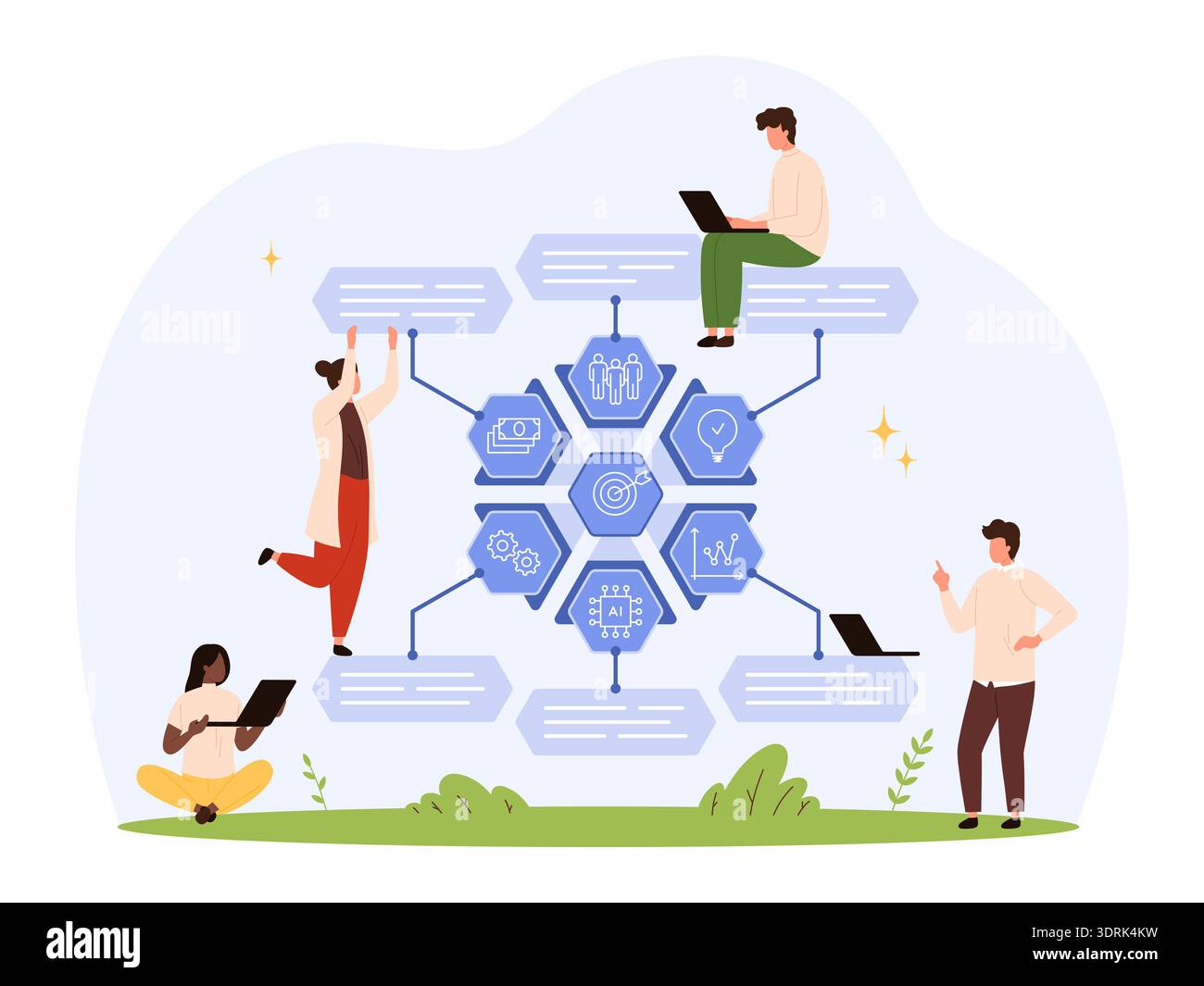 Creative team working on a successful project with digital tools and ...