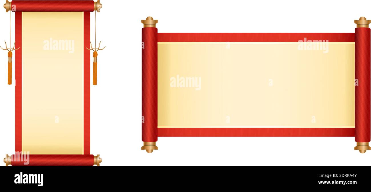 Blank red scrolls: vertical and horizontal design Stock Vector