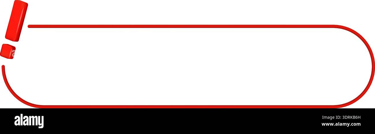 Bold red exclamation mark with oval line frame Stock Vector