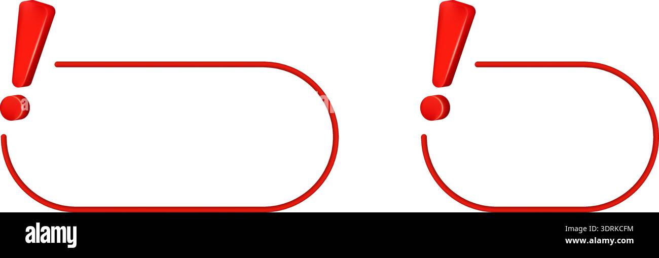 Red exclamation marks in speech bubble frames Stock Vector