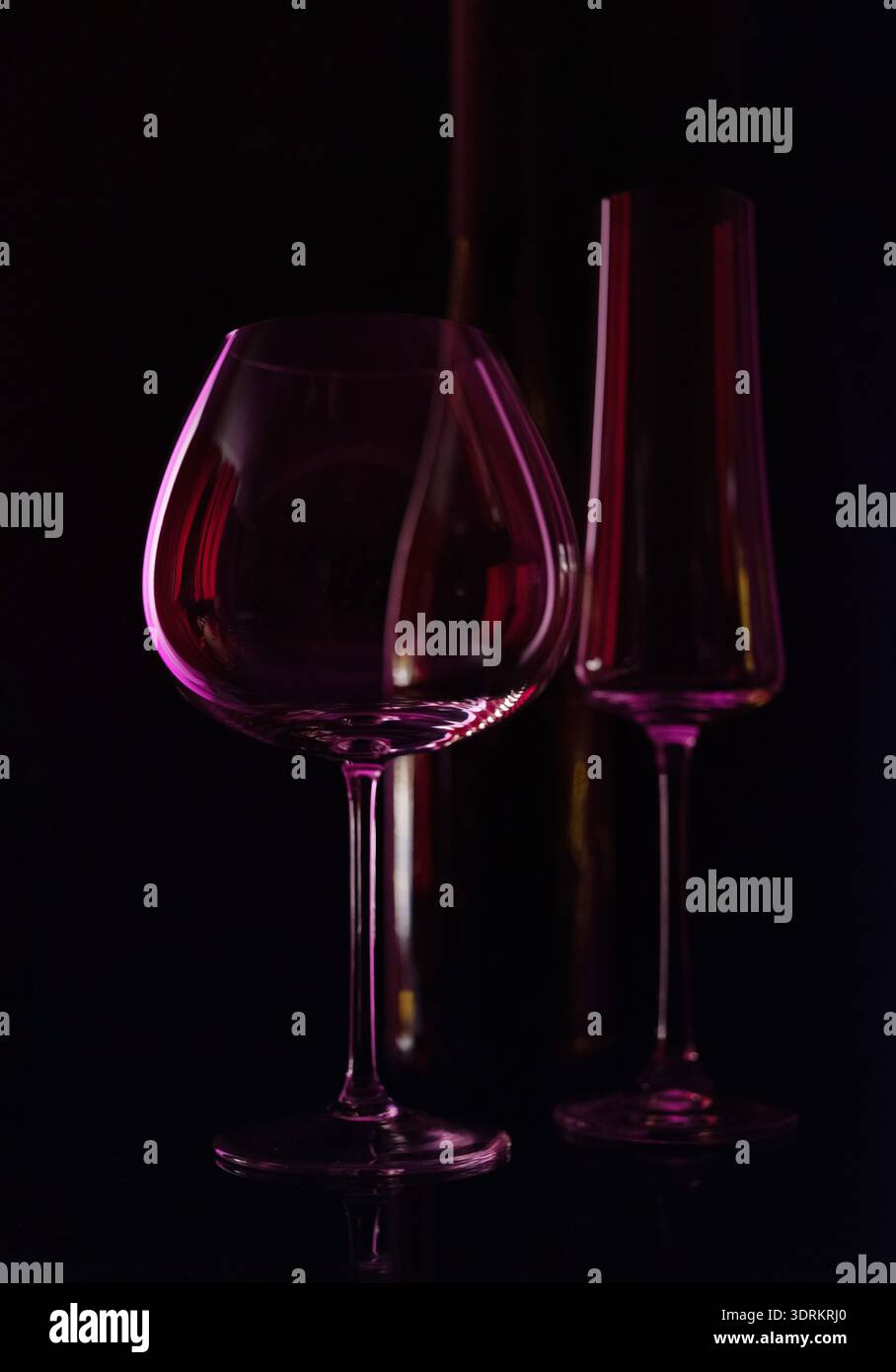 Empty wine glass isolated on black Stock Photo