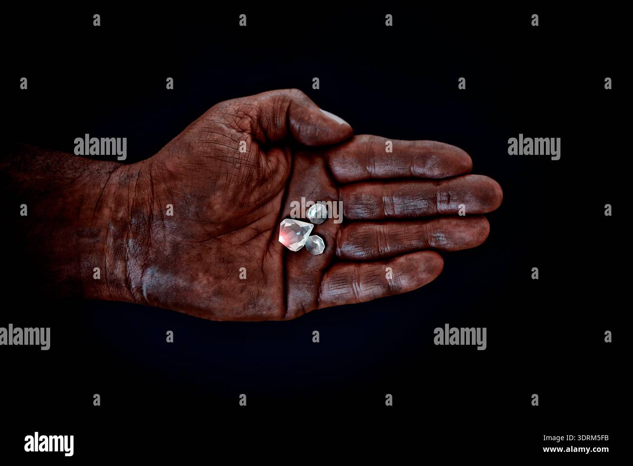 Black hand with diamonds Stock Photo