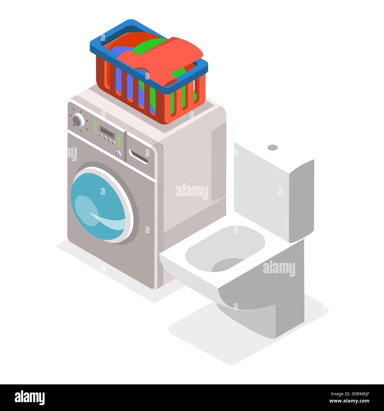 3D Isometric Flat Vector Set of Bathroom Interior Furniture Stock Photo