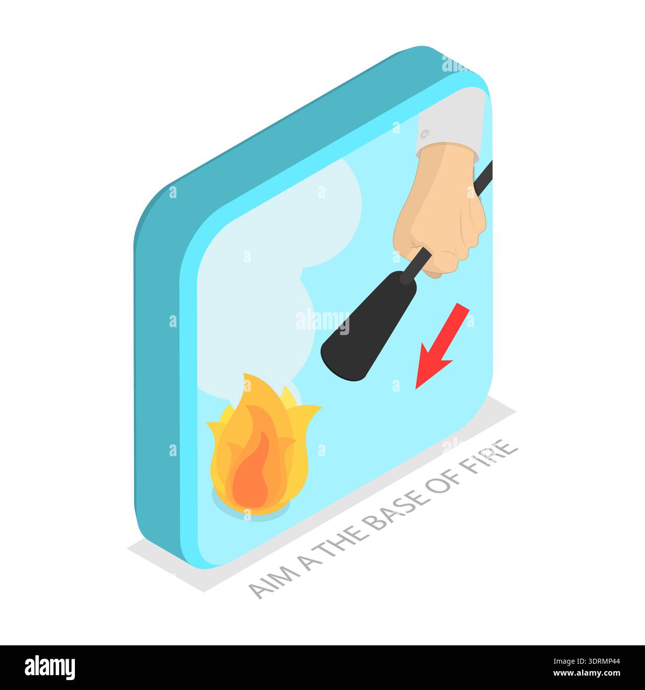 3D Isometric Flat Vector Conceptual Illustration of How To Use A Fire Extinguisher Stock Photo