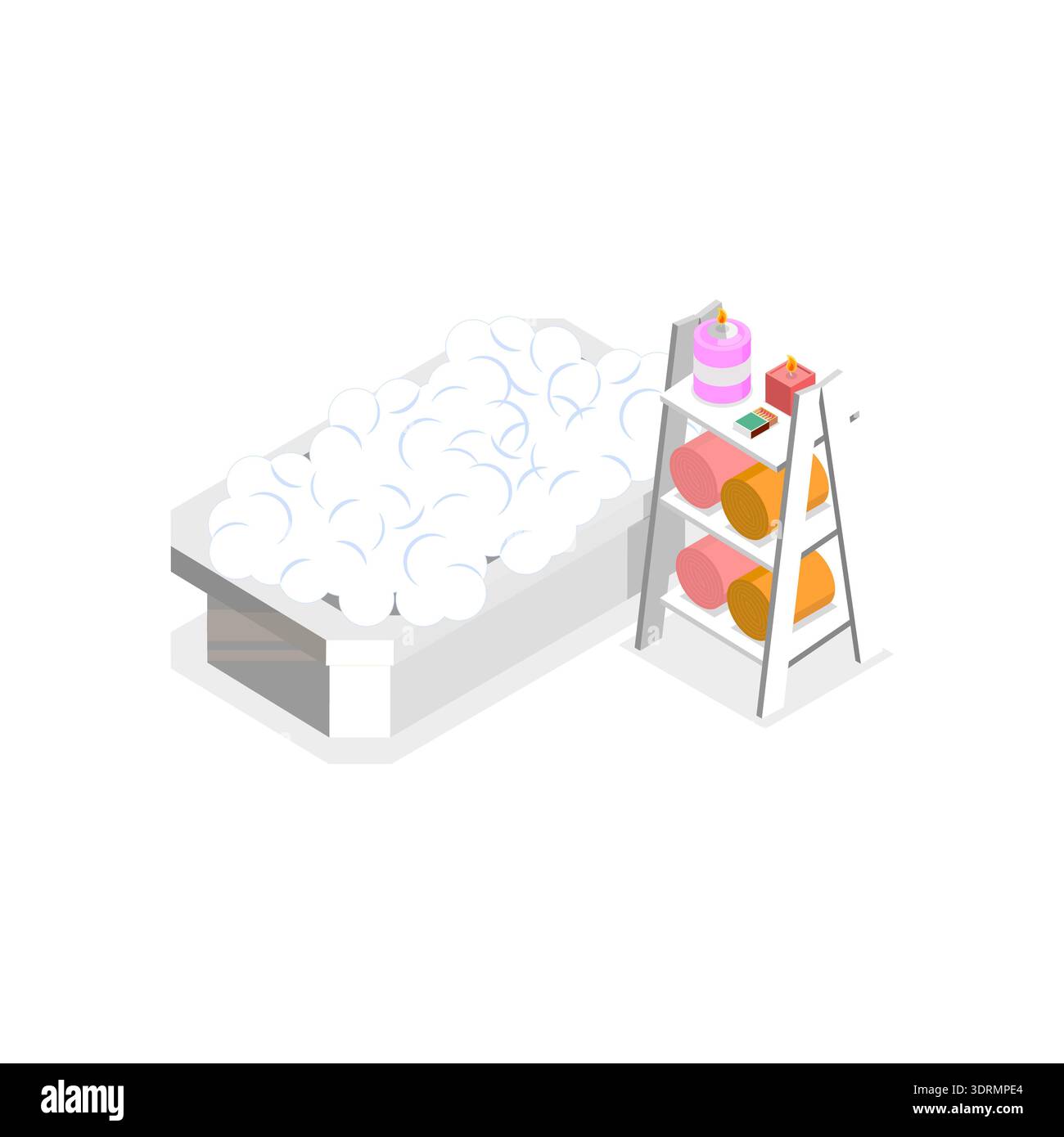 3D Isometric Flat Vector Set of Bathroom Interior Furniture Stock Photo
