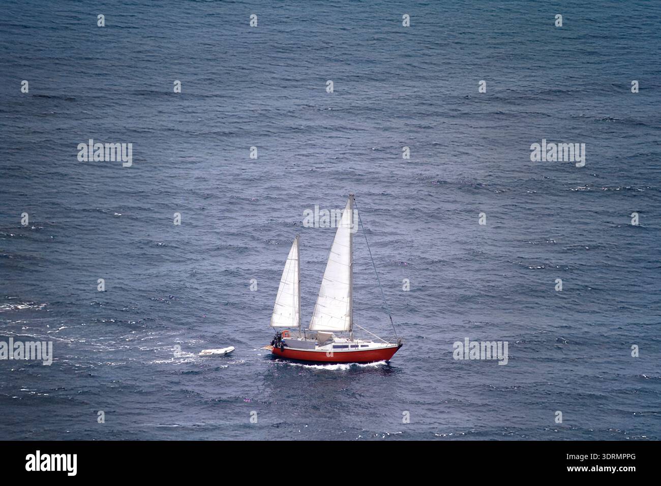 sailing boat on the sea off Capo Caccia. Alghero, Sardinia. Italy Stock Photo