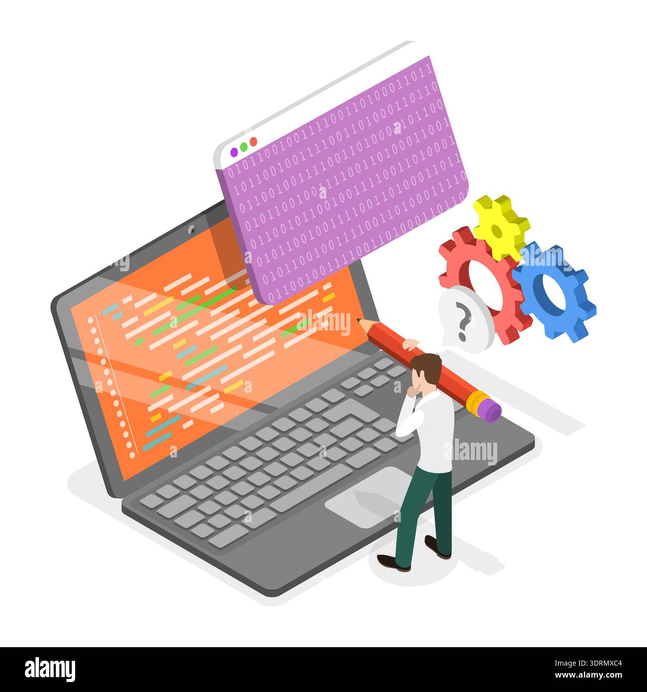 3D Isometric Flat Vector Conceptual Illustration of Software Development Stock Photo