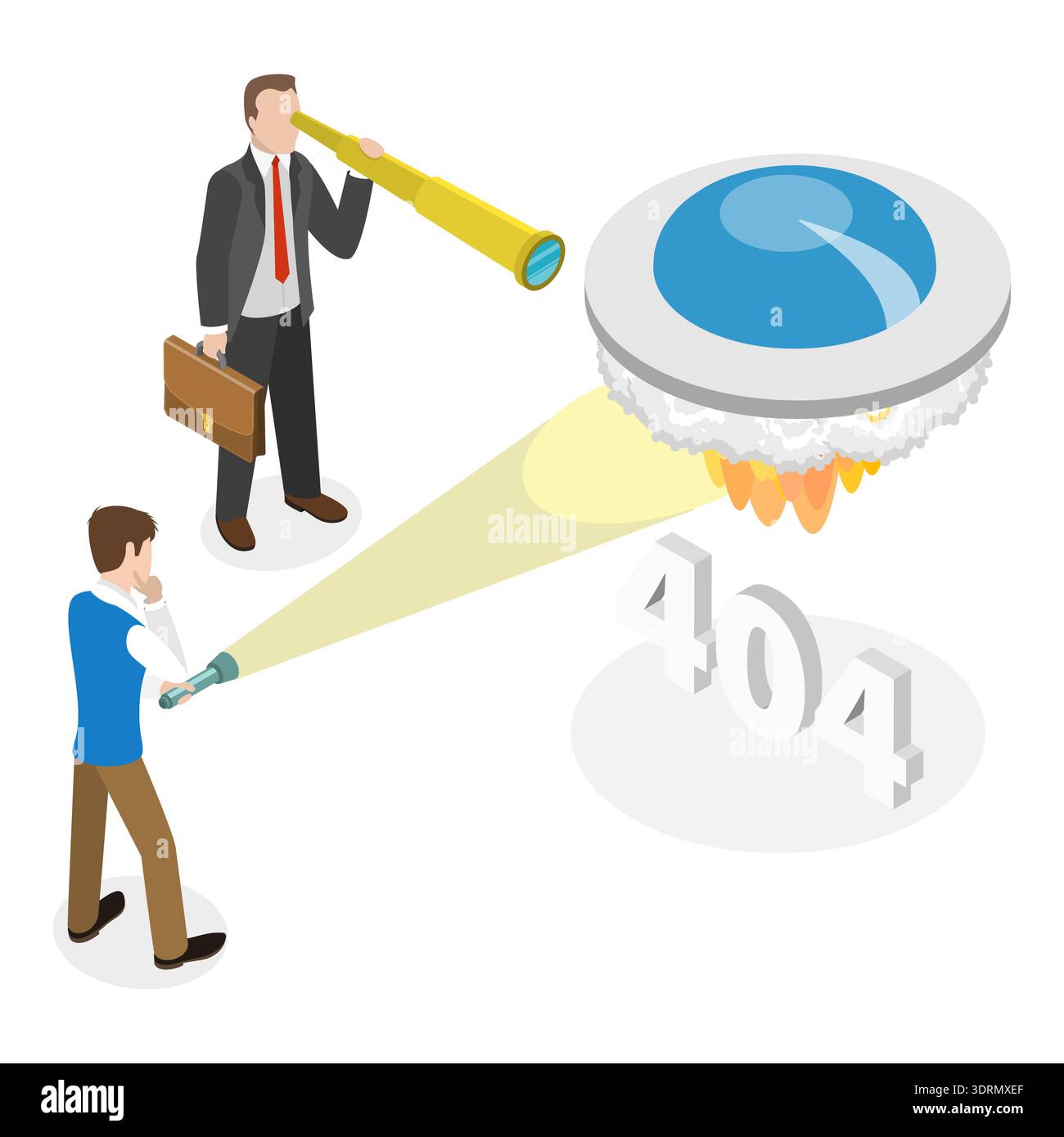 3D Isometric Flat Vector Conceptual Illustration of 404 Error Stock Photo