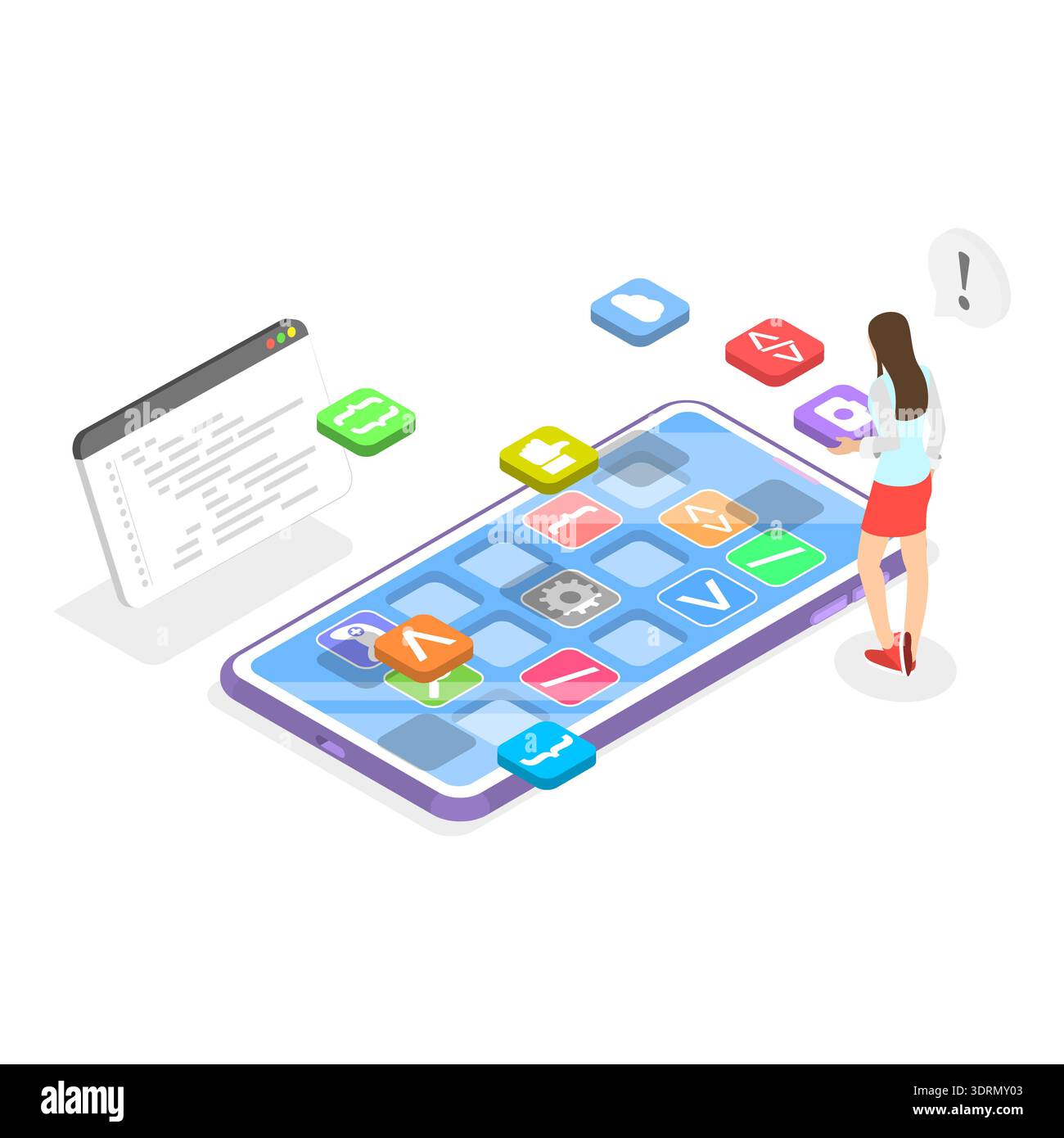3D Isometric Flat Illustration of Software Development. Item 2 Stock Photo