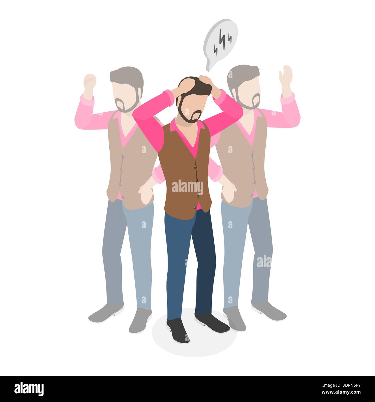 3D Isometric Flat Vector Conceptual Illustration of Melancholy Stock Photo
