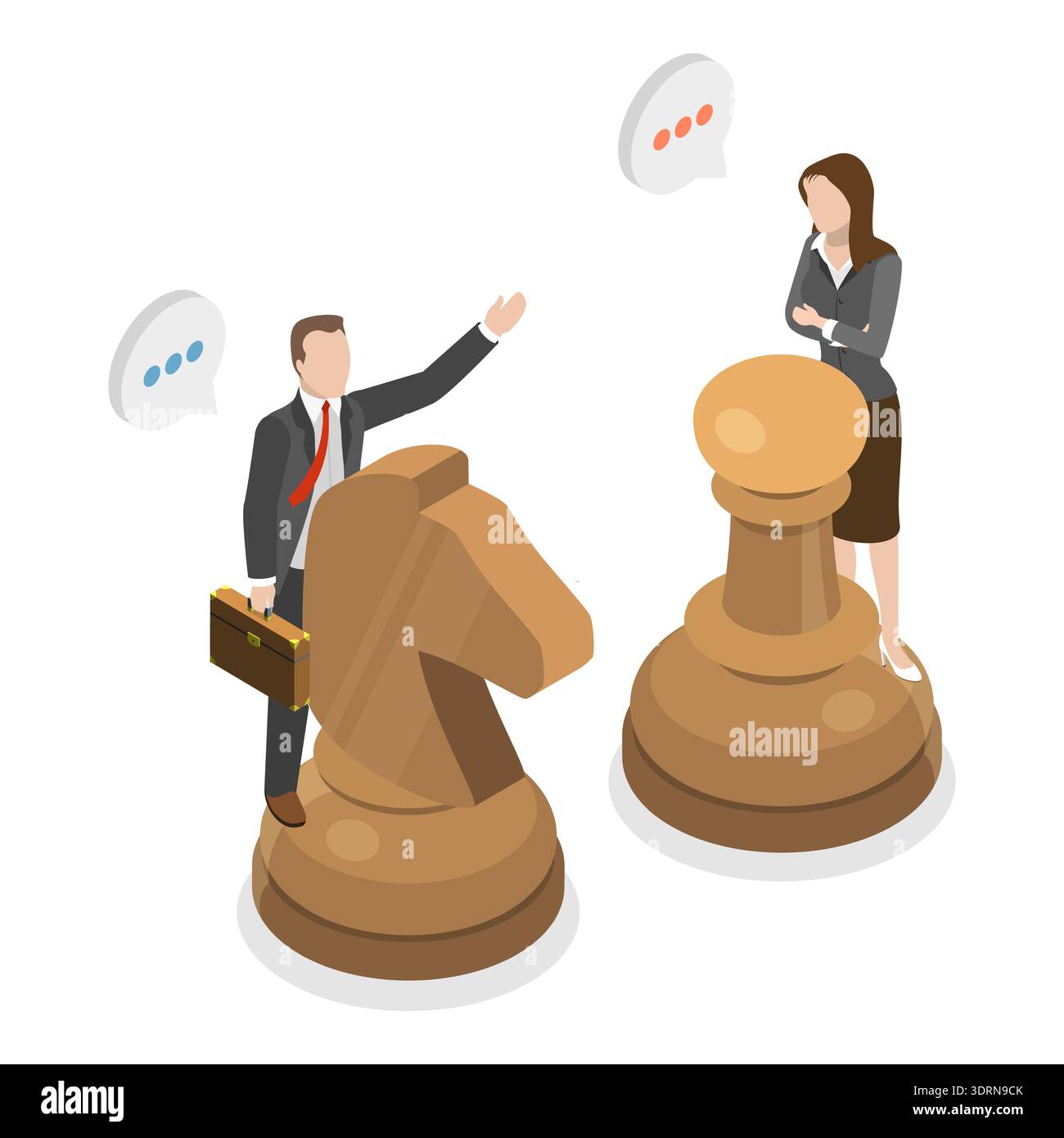 3D Isometric Flat Vector Conceptual Illustration of Negotiation Stock Photo