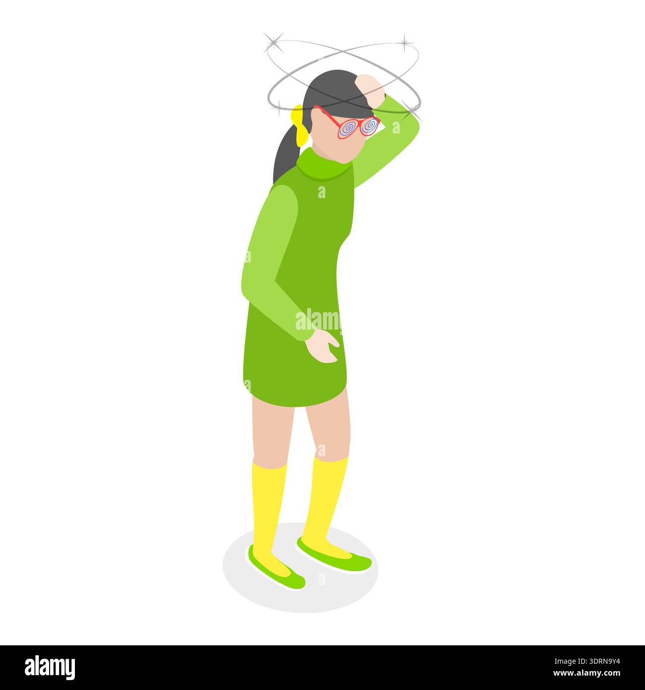 3D Isometric Flat Illustration of Child Dizziness, Kids are Feeling ...