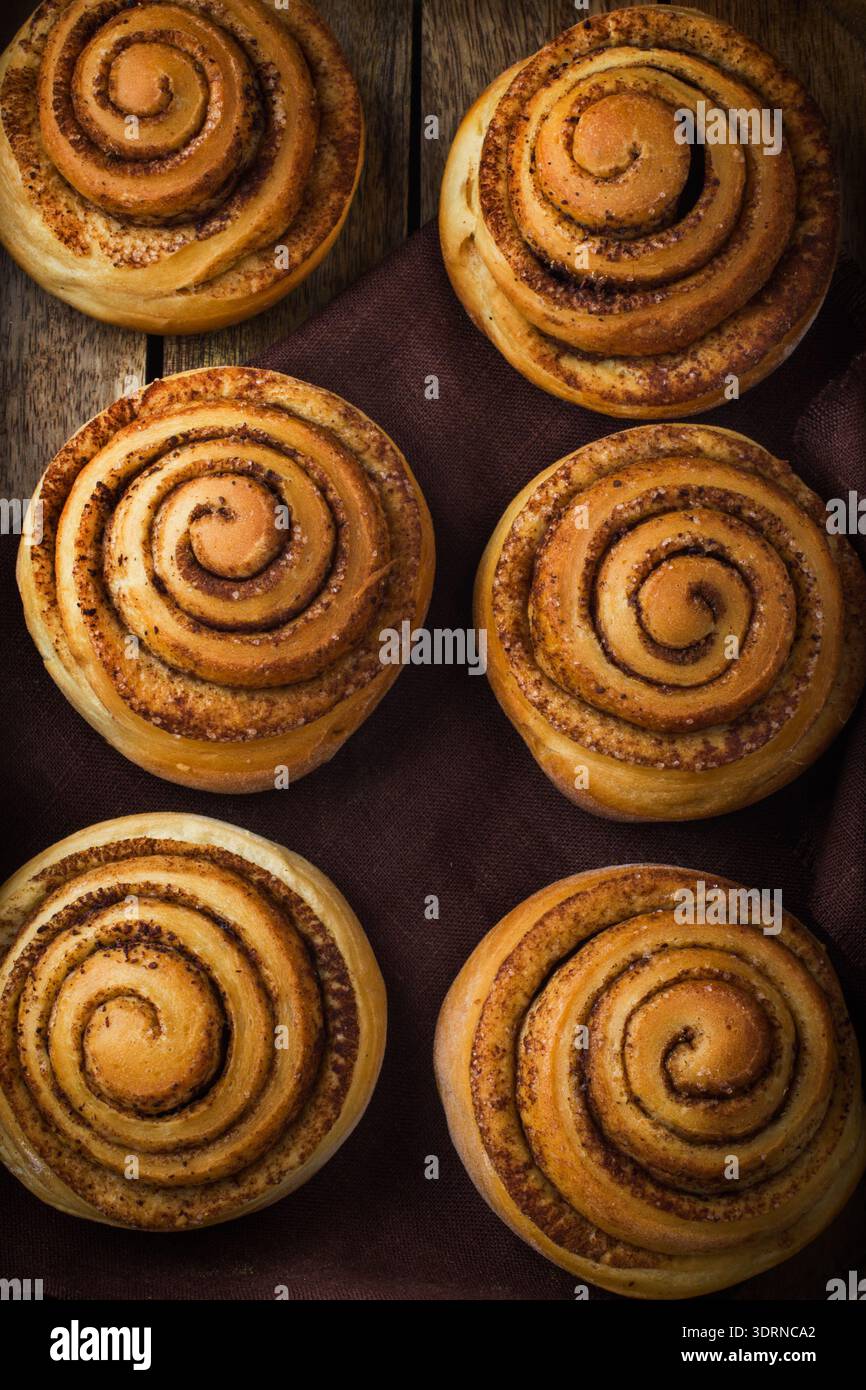 Fresh baked cinnamon buns Stock Photo