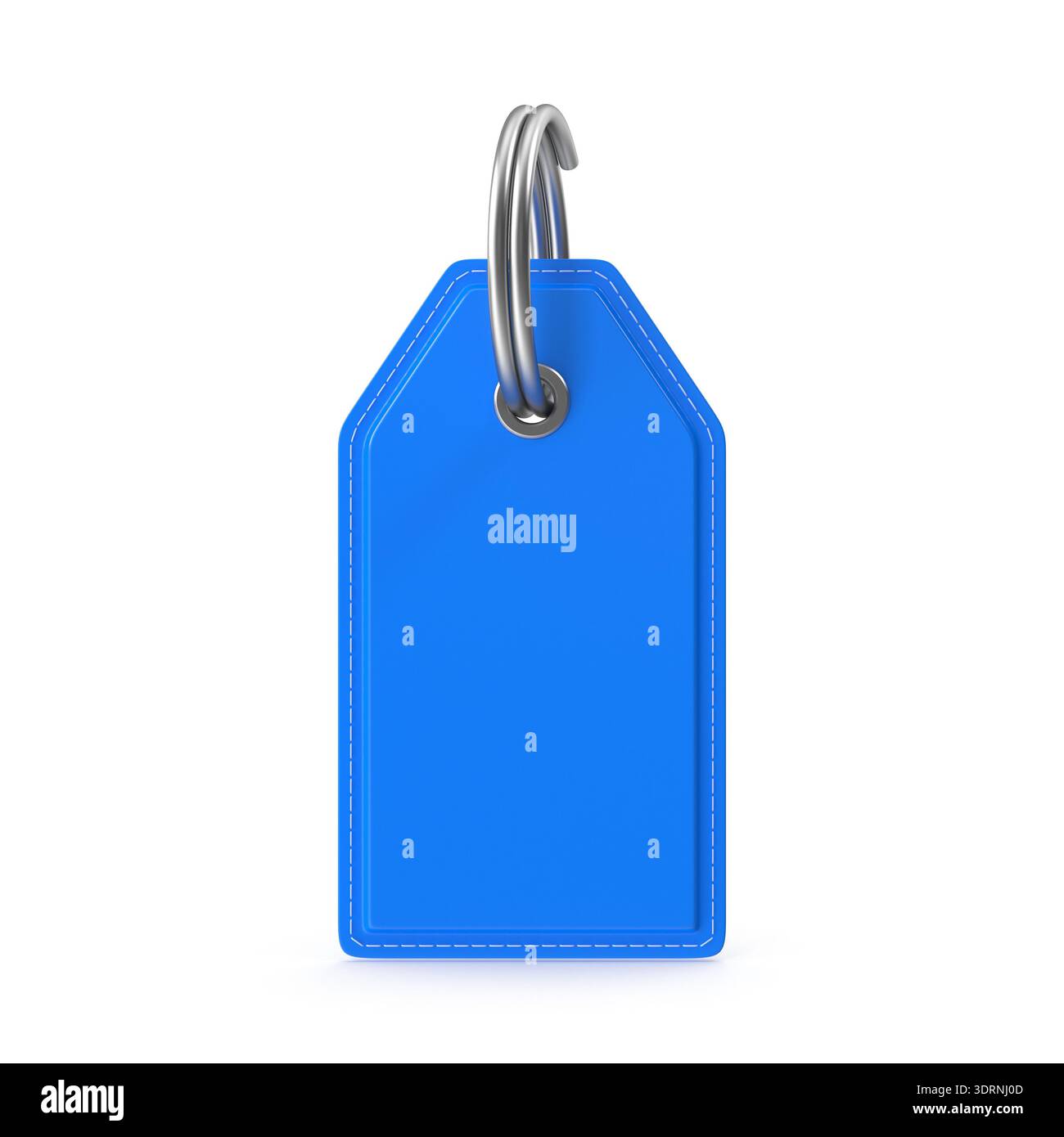 Blue key tag with silver ring Stock Photo
