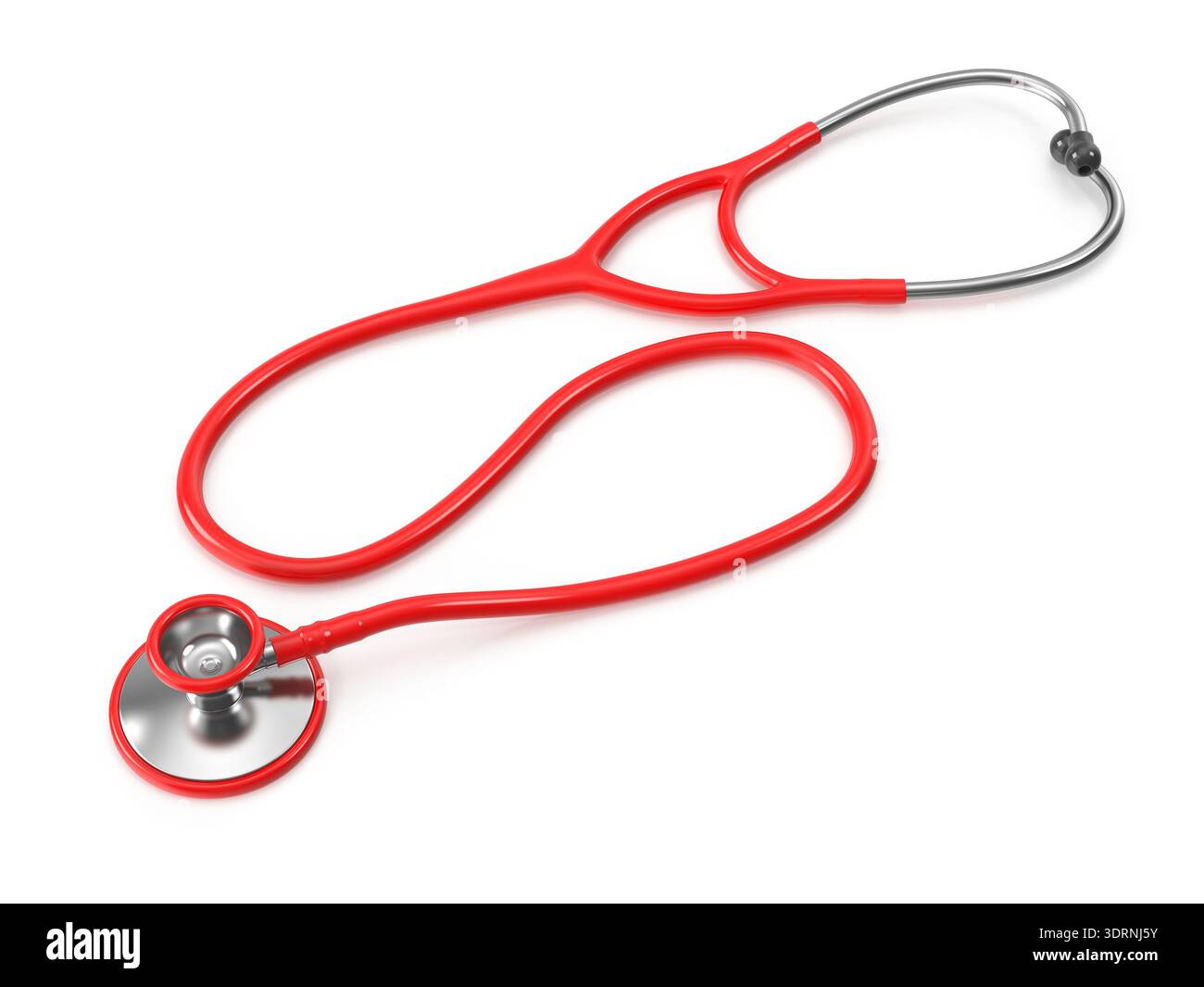 Red stethoscope isolated on white background Stock Photo