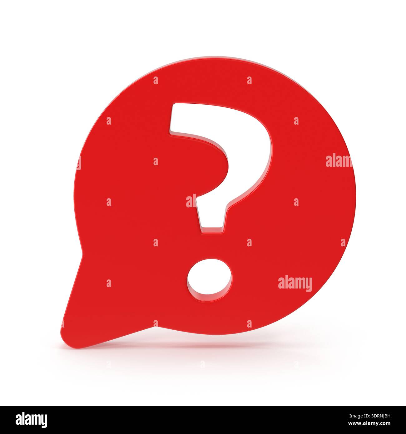 Red speech bubble with a white question mark Stock Photo