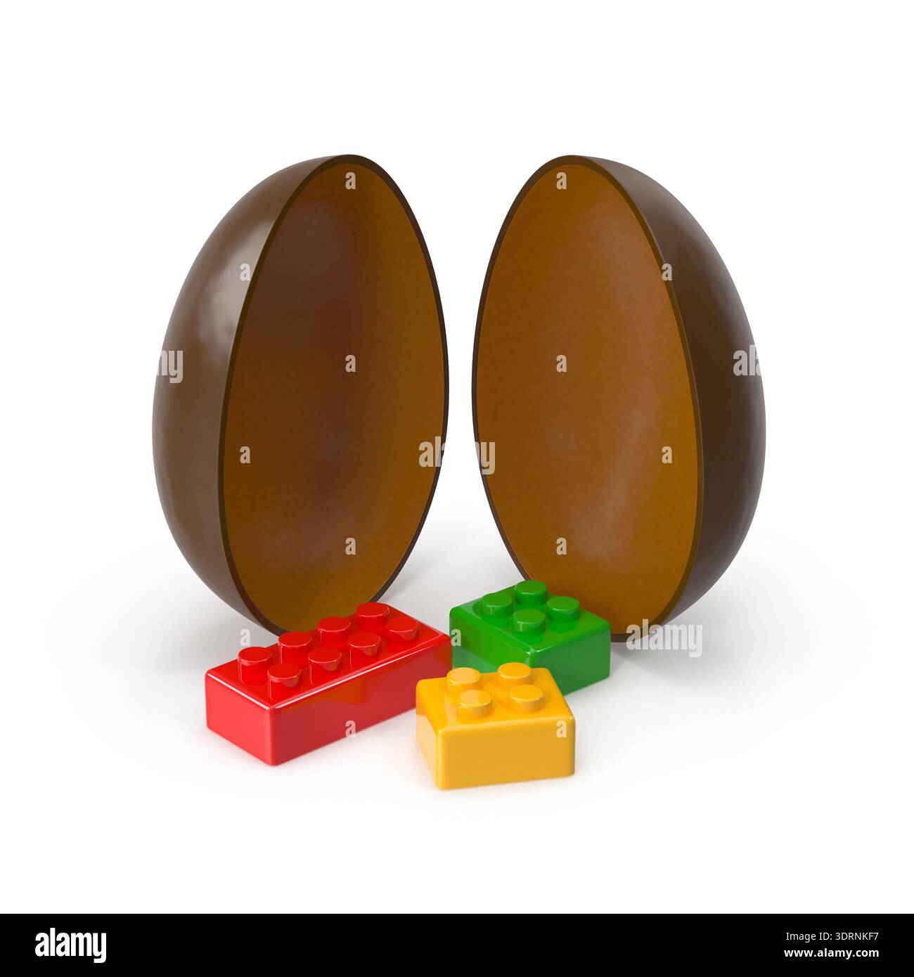 Chocolate Easter Egg with Colorful Building Blocks Stock Photo