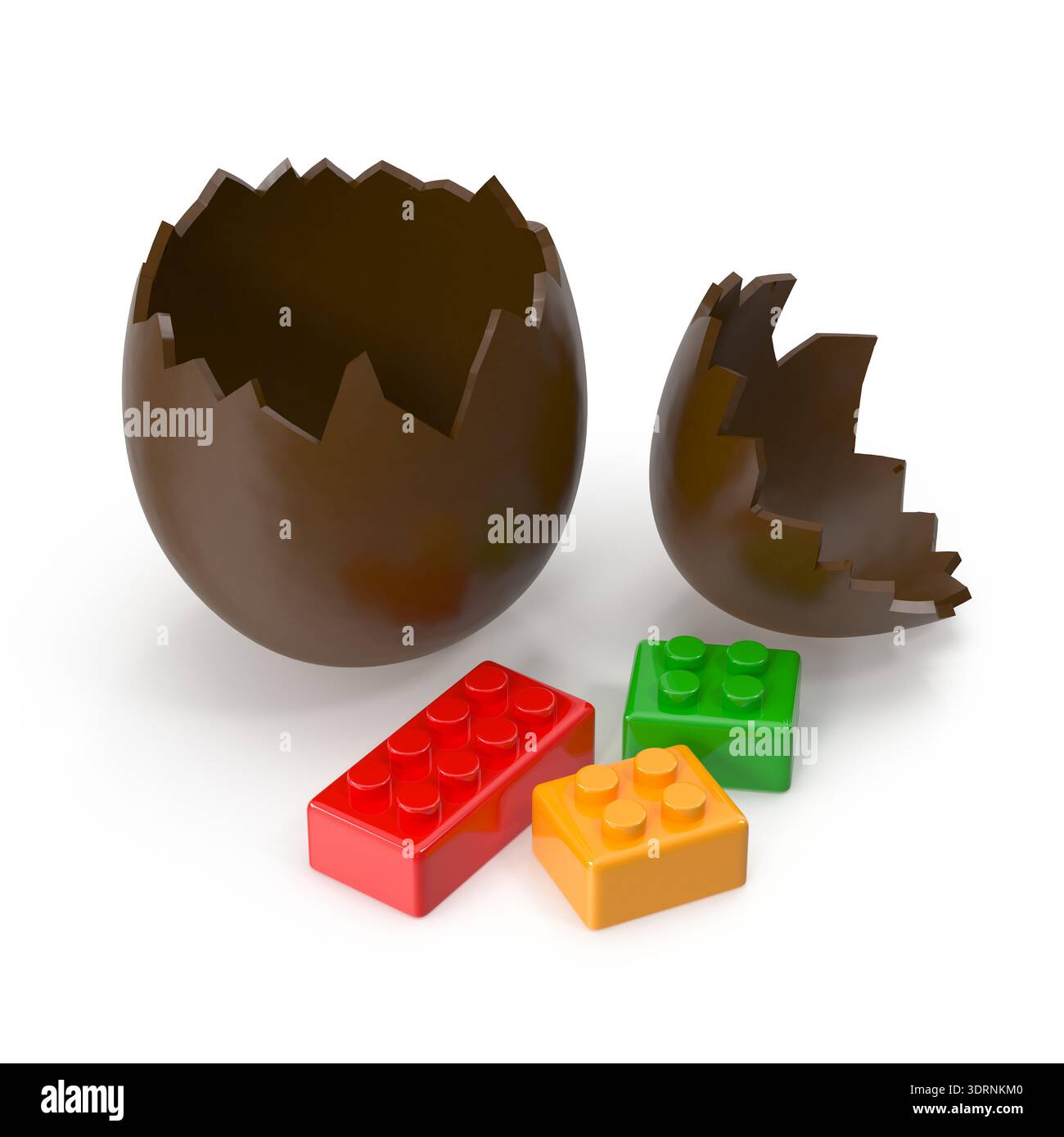 Chocolate Egg with Colorful Bricks Stock Photo