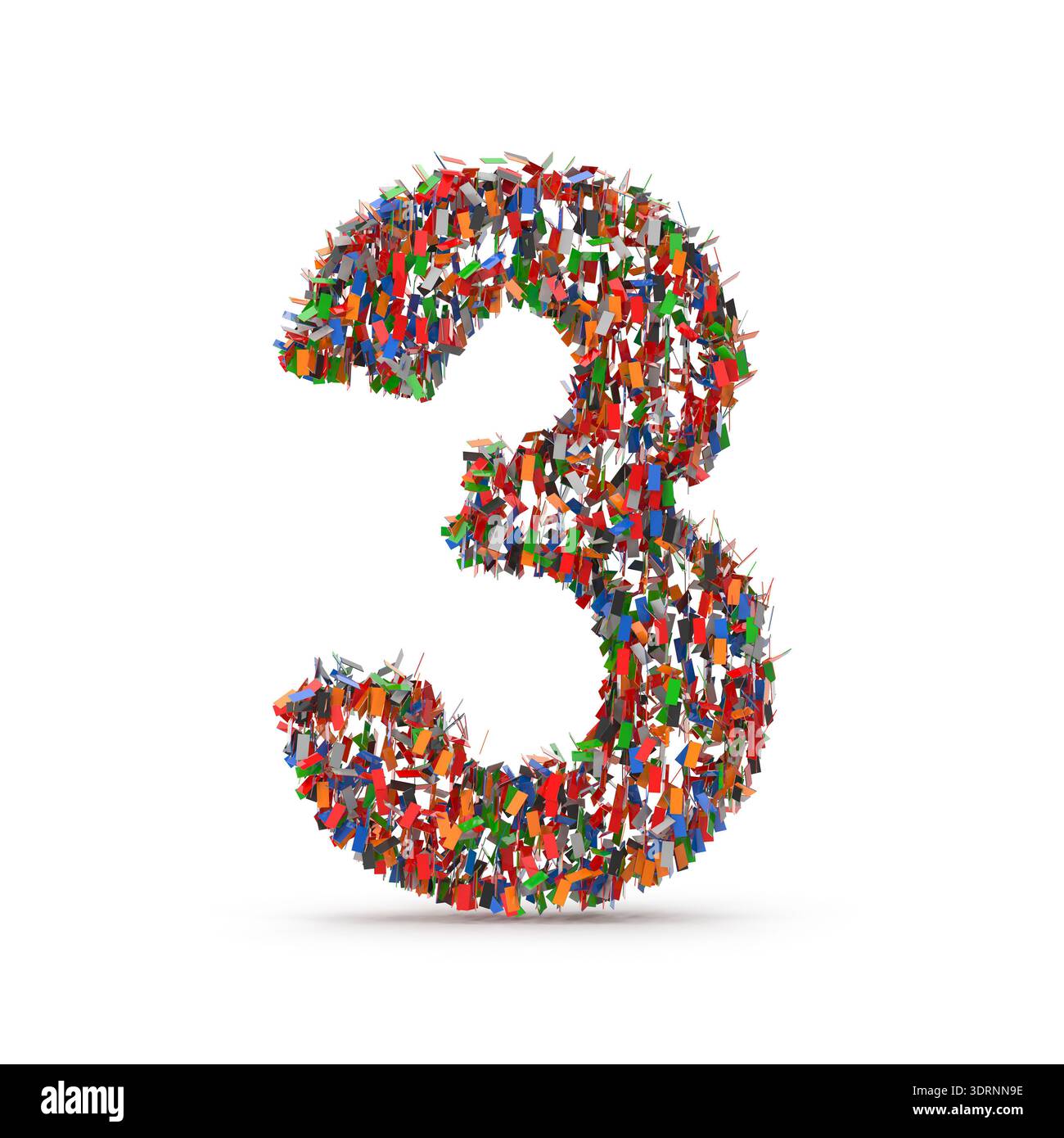 Many Threes Colorful Number Three Composed of Many Small Confetti Stock Photo - Alamy