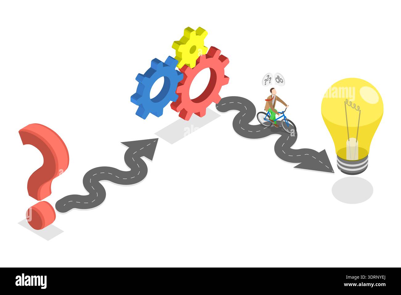3D Isometric Flat Vector Illustration of Soving a Problem Stock Photo