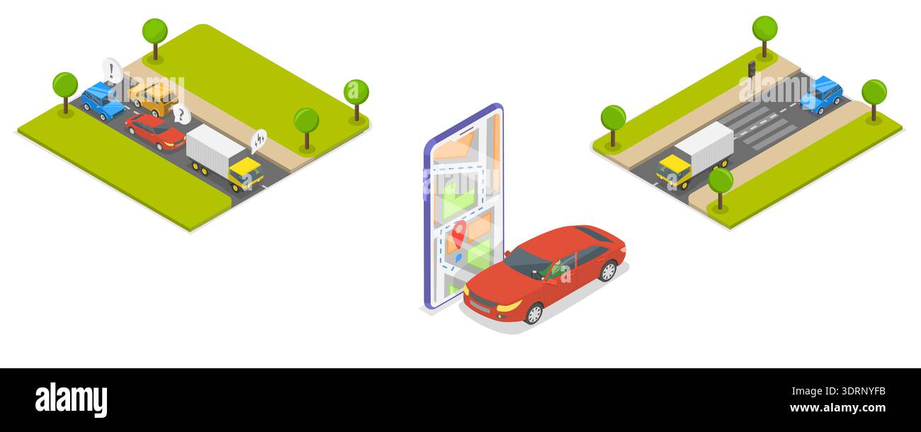 3D Isometric Flat Vector Illustration of Urban Transport Stock Photo