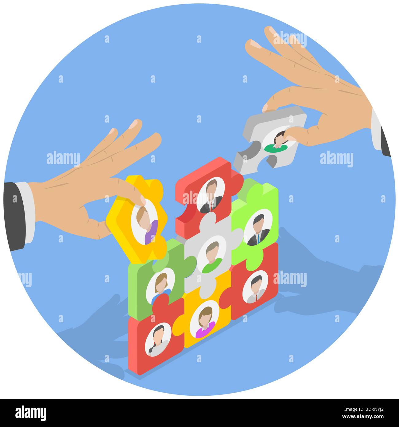 3D Isometric Flat Vector Illustration of Teamwork Stock Photo