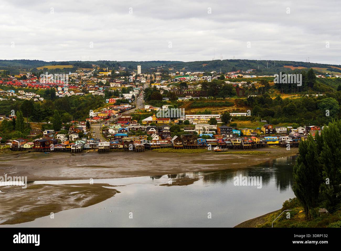 Chile - Castro, Stilt Coloured Houses at the Gamboa River Stock Photo ...