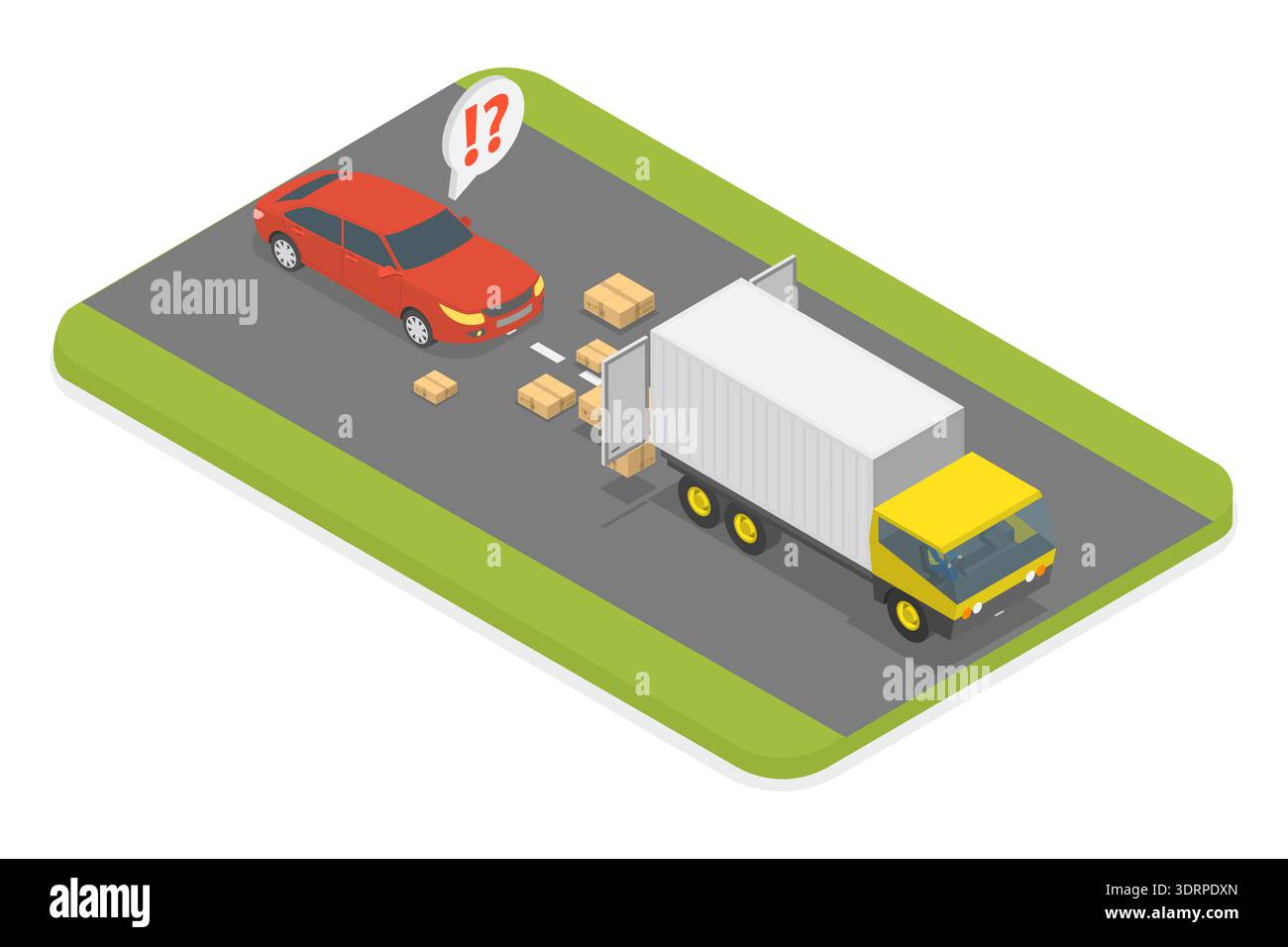 3D Isometric Flat Vector Illustration of Road Accident Stock Photo - Alamy