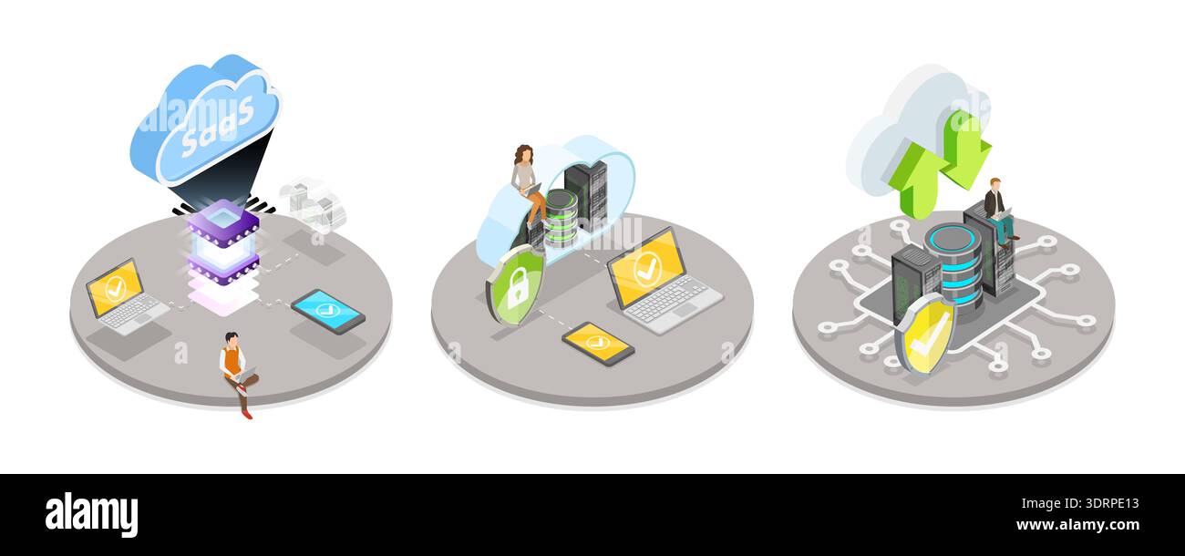 3D Isometric Flat Vector Illustration of Online Data Storage Stock Photo