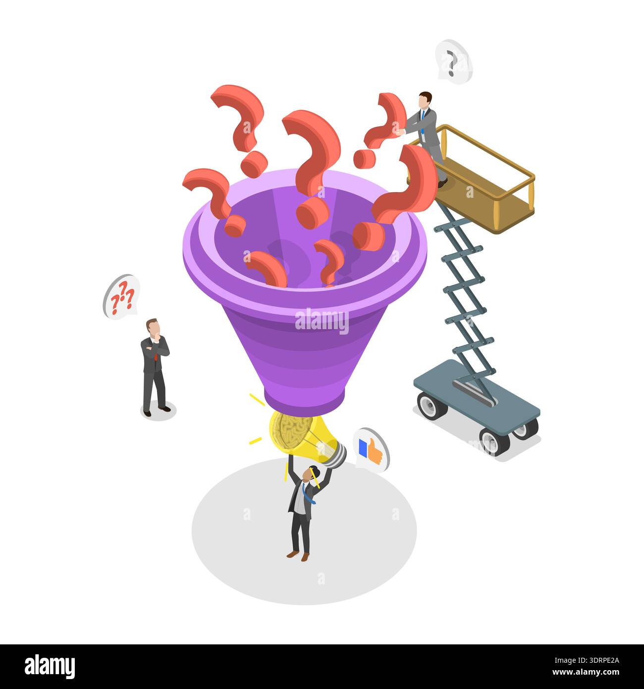3D Isometric Flat Vector Illustration of Question-idea Filter Stock Photo