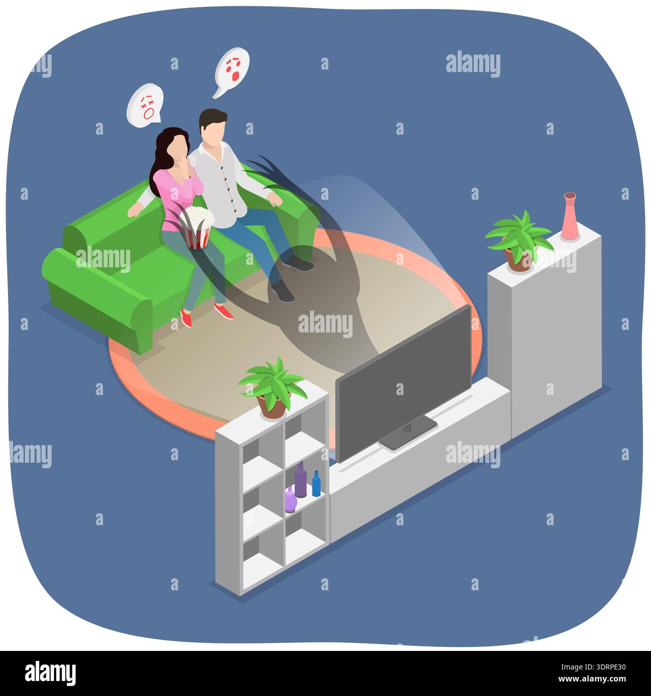Vector illustration people watching movie hi-res stock photography