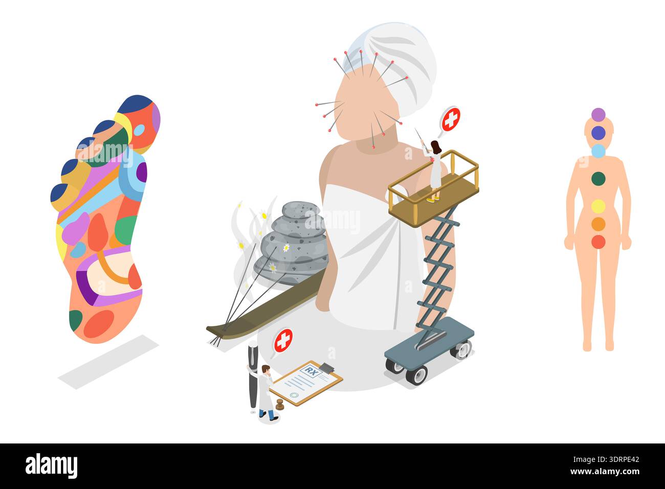 3D Isometric Flat Vector Illustration of Acupuncture Stock Photo