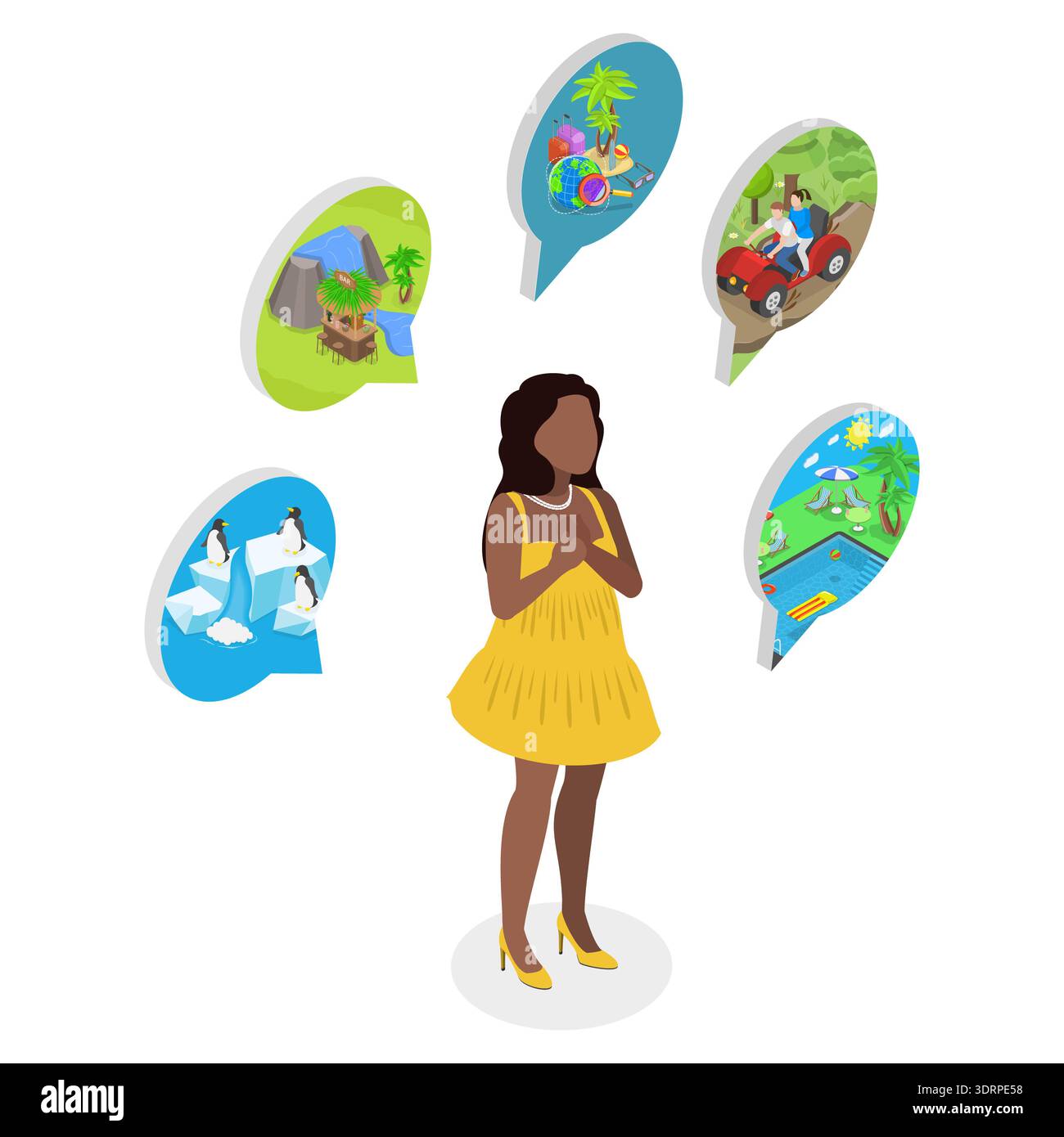 3D Isometric Flat Vector Illustration of Fantasy and Brainstorm Process Visualization Stock Photo