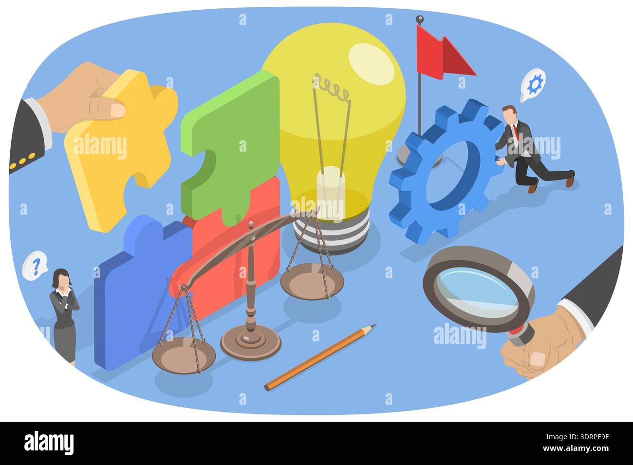 Isometric Problem Solving Method 3D Isometric Flat Illustration of Problem Solving Approach, Analytical ...