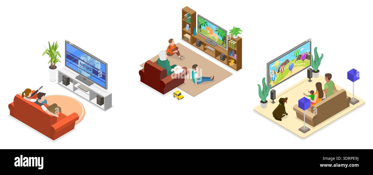 3D Isometric Flat Vector Illustration of Happy Family Having Fun Stock ...
