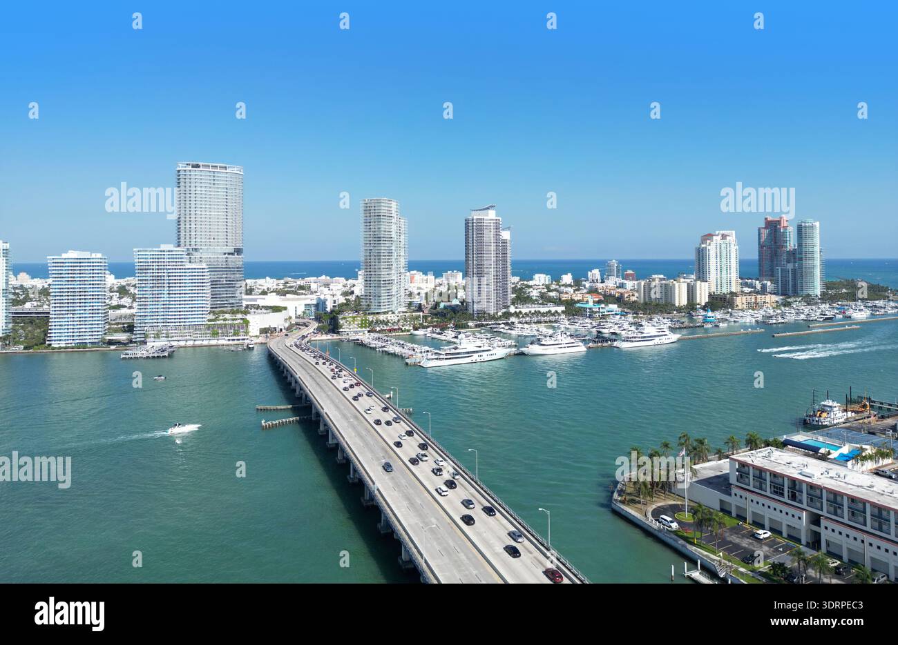 The iconic South Miami Beach skyline. Panoramic Miami coastline. Miami ...