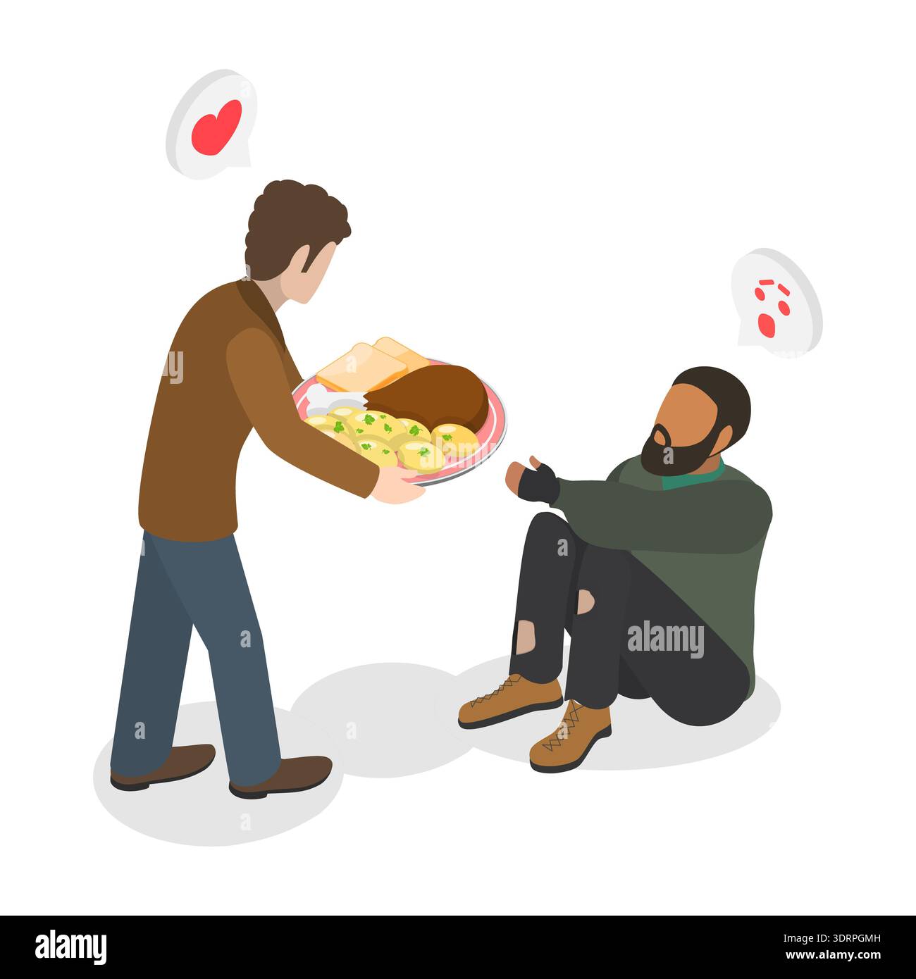 3D Isometric Flat Vector Illustration of Helping a Homeless Stock Photo ...