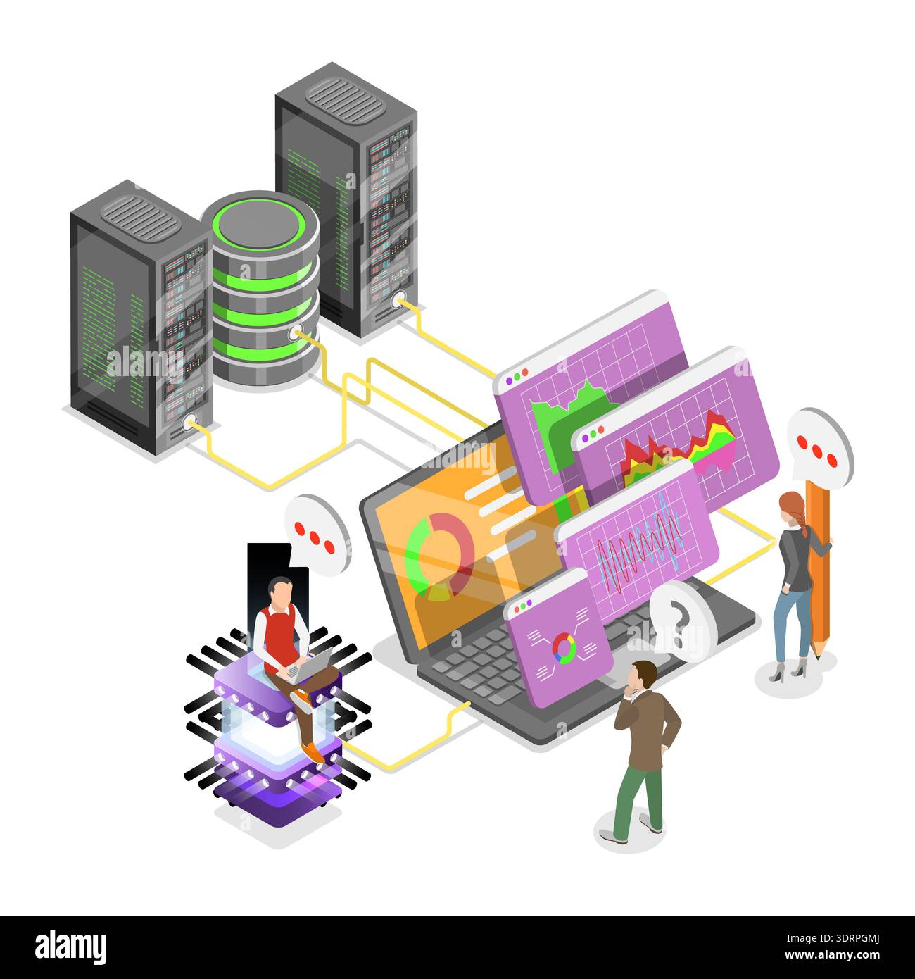 3D Isometric Flat Vector Illustration of Data Analysis Stock Photo