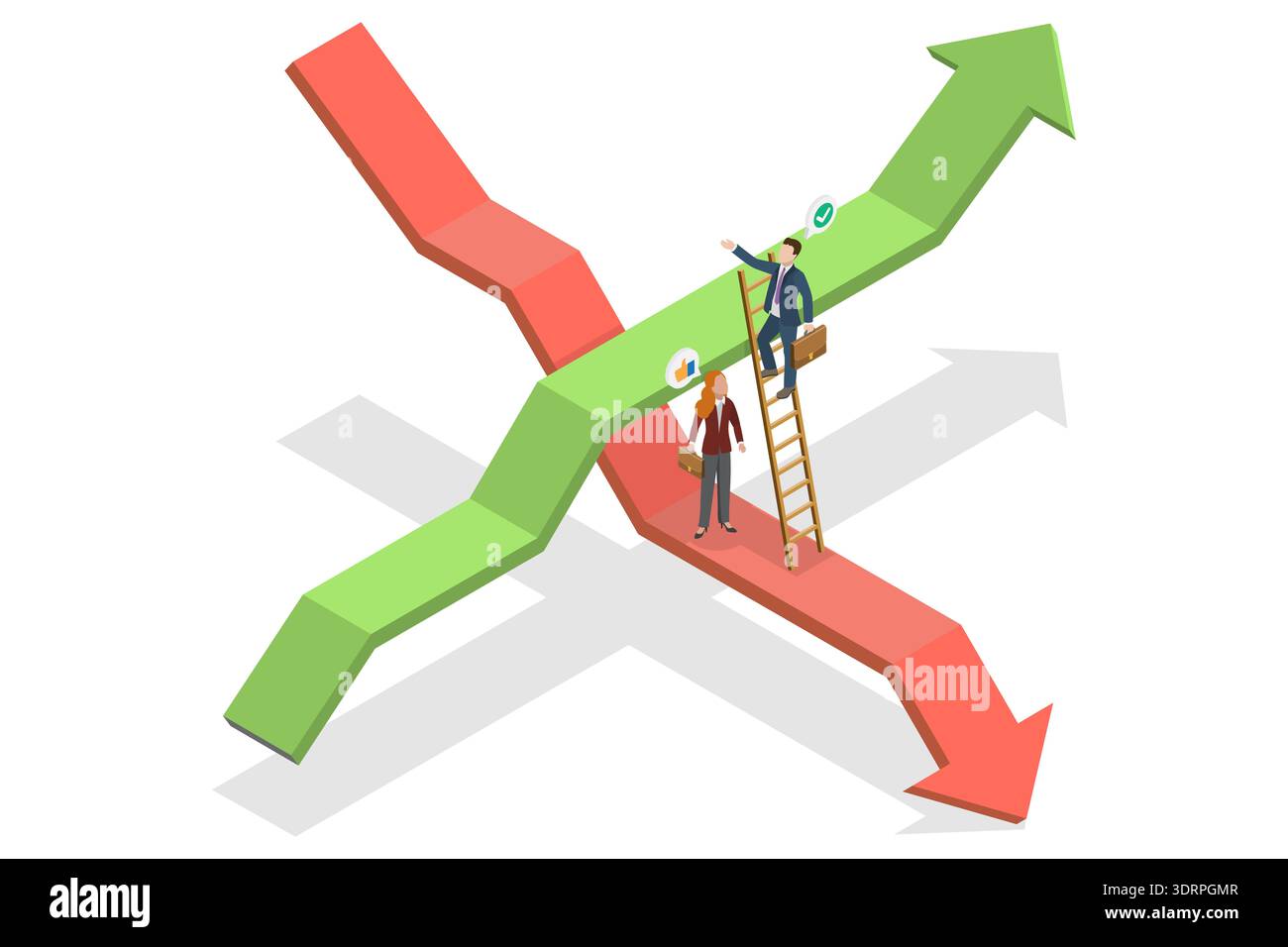 3D Isometric Flat Vector Illustration of Resolving Financial Problems Stock Photo