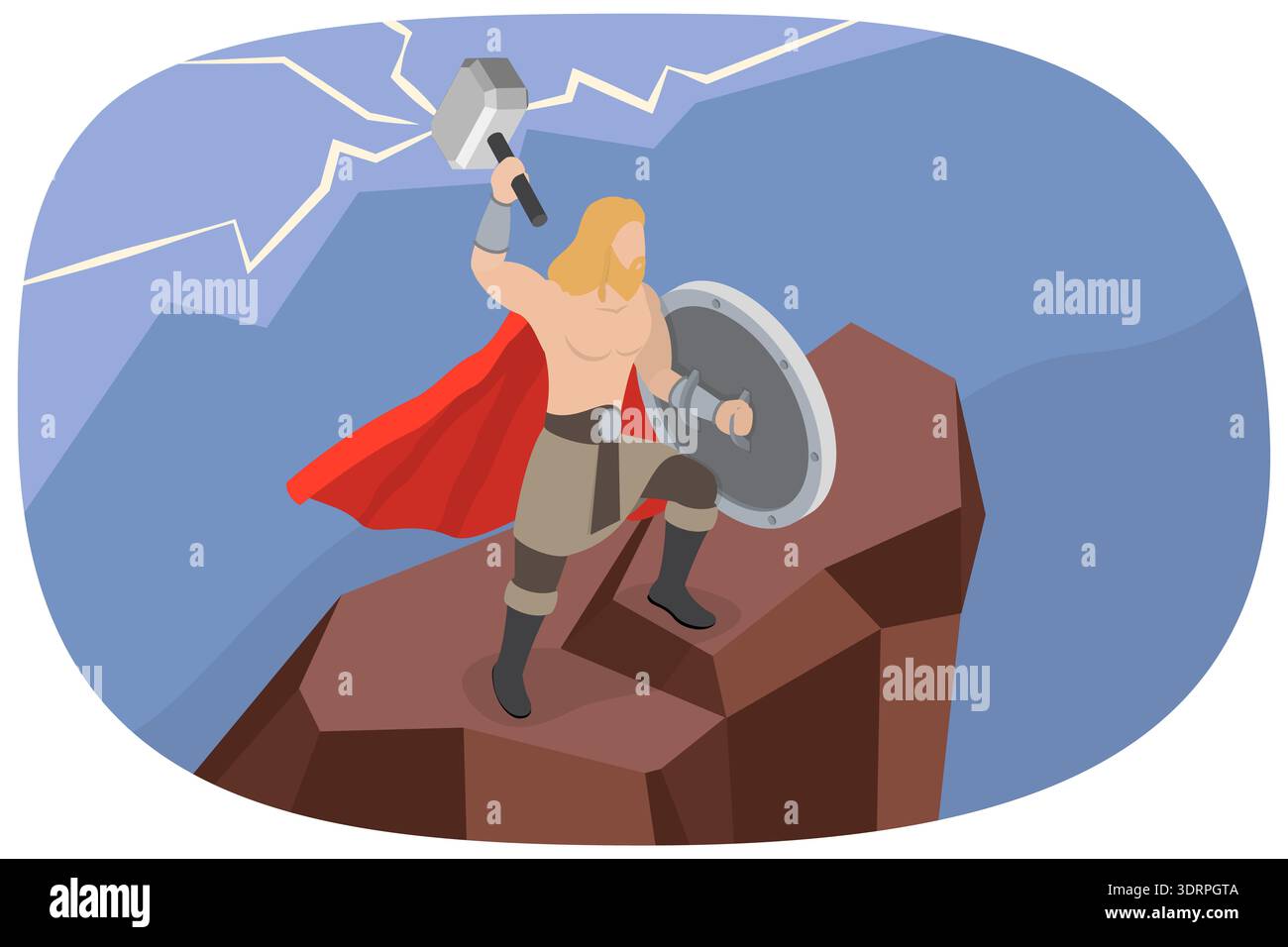 3D Isometric Flat Vector Illustration of Thor Stock Photo