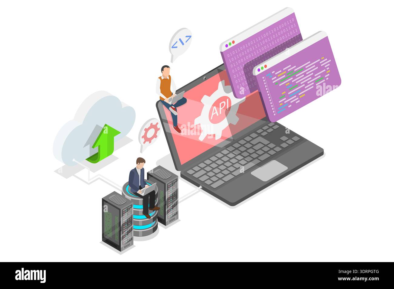 3D Isometric Flat Vector Illustration of API Stock Photo