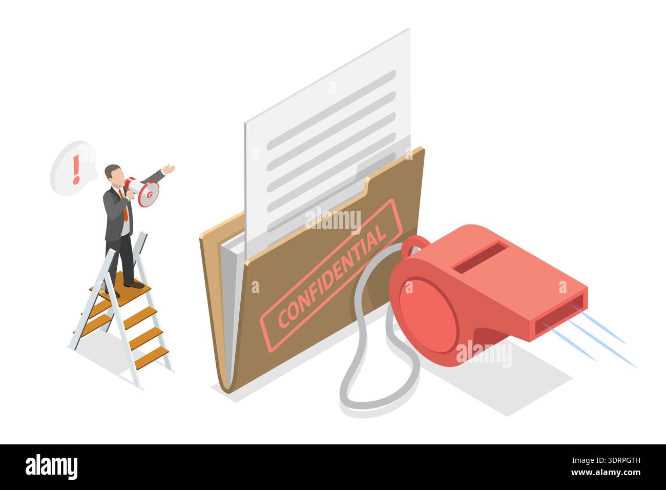 3D Isometric Flat Vector Illustration of Whistleblowing Stock Photo