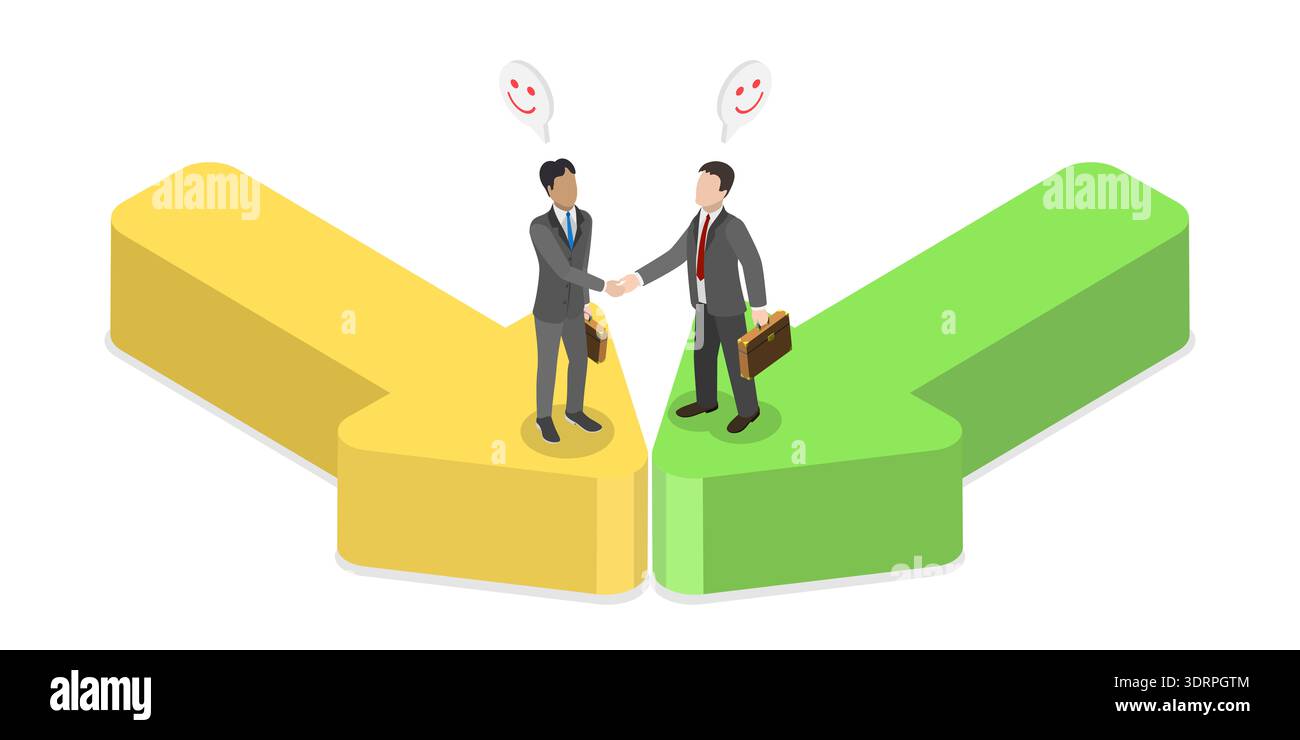 3D Isometric Flat Vector Illustration of Partnership Stock Photo