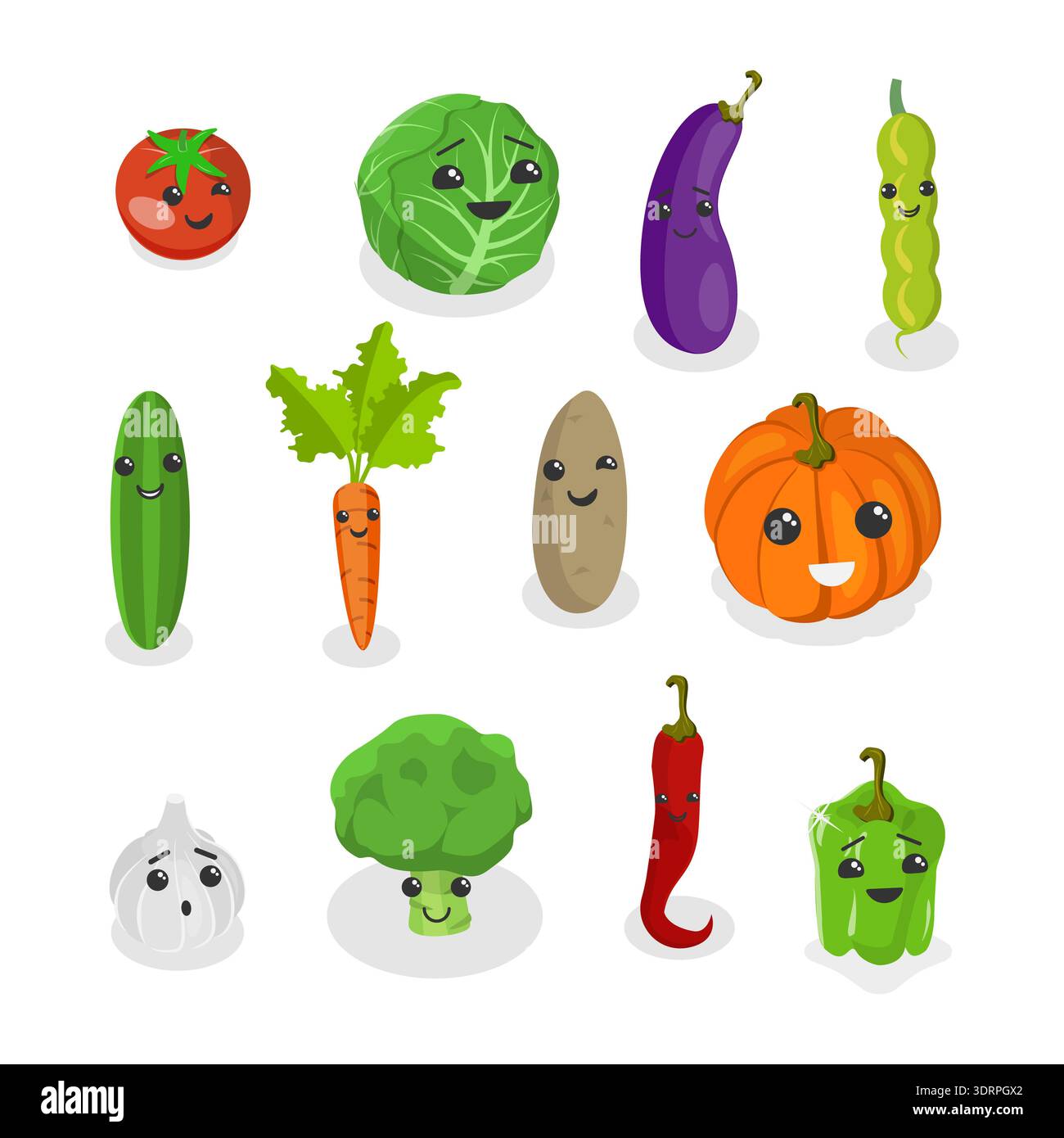 3D Isometric Flat Vector Illustration of Vegetables Stock Photo