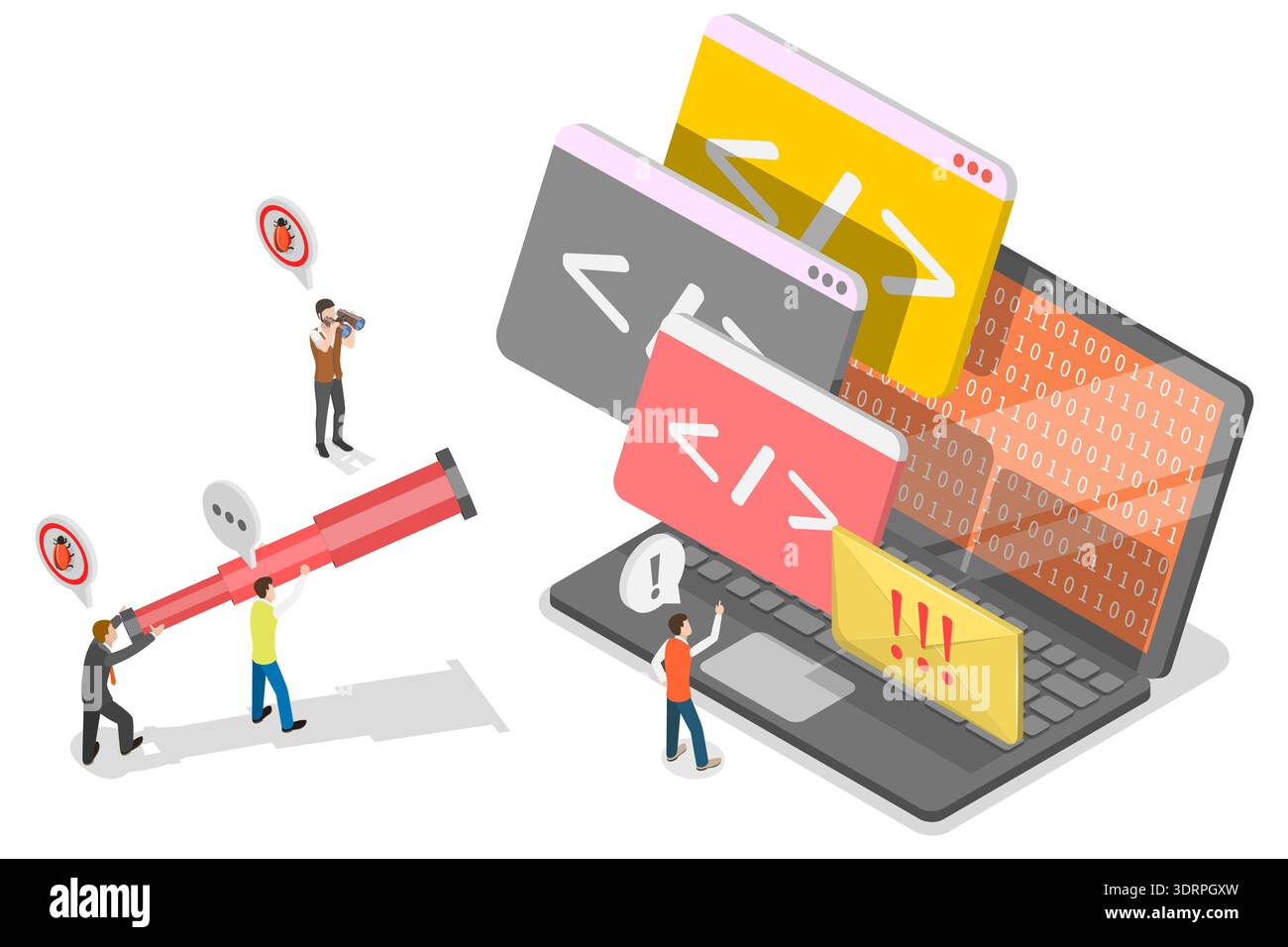 3D Isometric Flat Vector Illustration of Bug Bounty Program Stock Photo