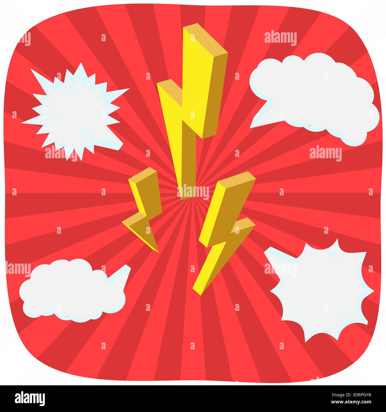 3D Isometric Flat Vector Illustration of Comic Flash Stock Photo